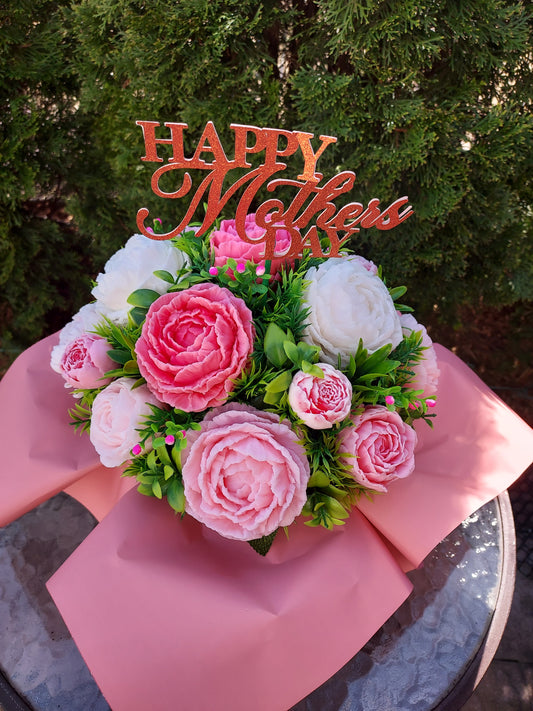 #2. Exclusive Peony Paradise Big Soap Bouquet with Custom Toppers