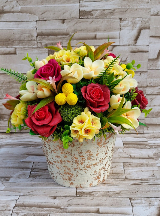 Burgundy & Sunshine Bloom Soap Bouquet