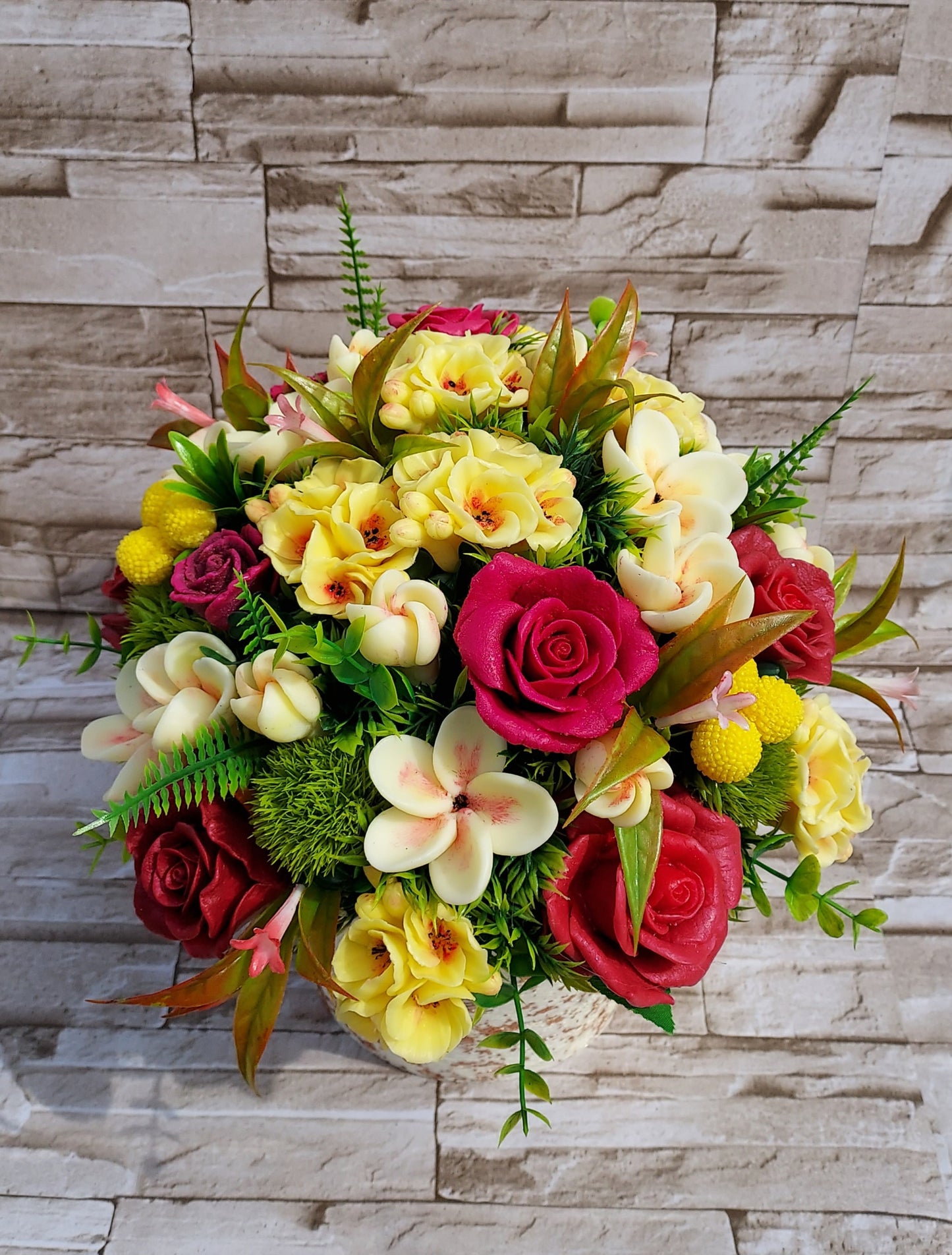 Burgundy & Sunshine Bloom Soap Bouquet