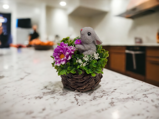 Handcrafted Bunny Soap in Wicker Basket