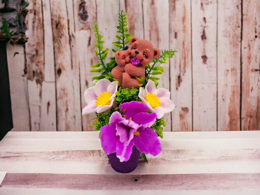 Light Purple Bear Mom and Baby Soap Bouquet