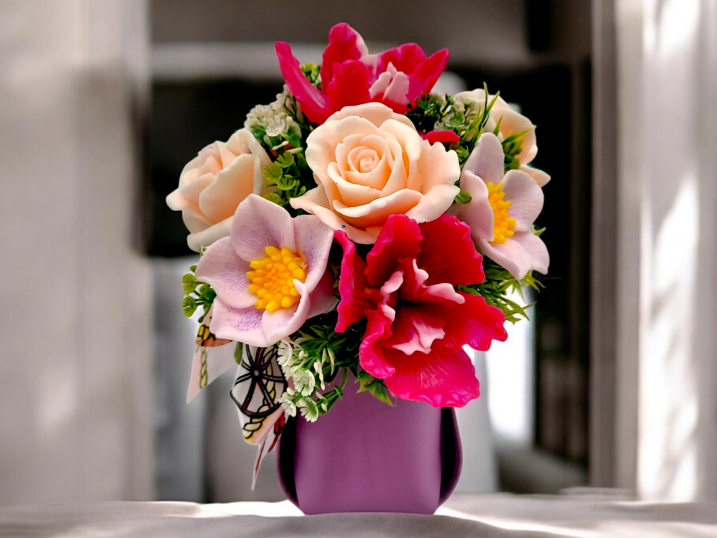 Flowers in Purple Bag
