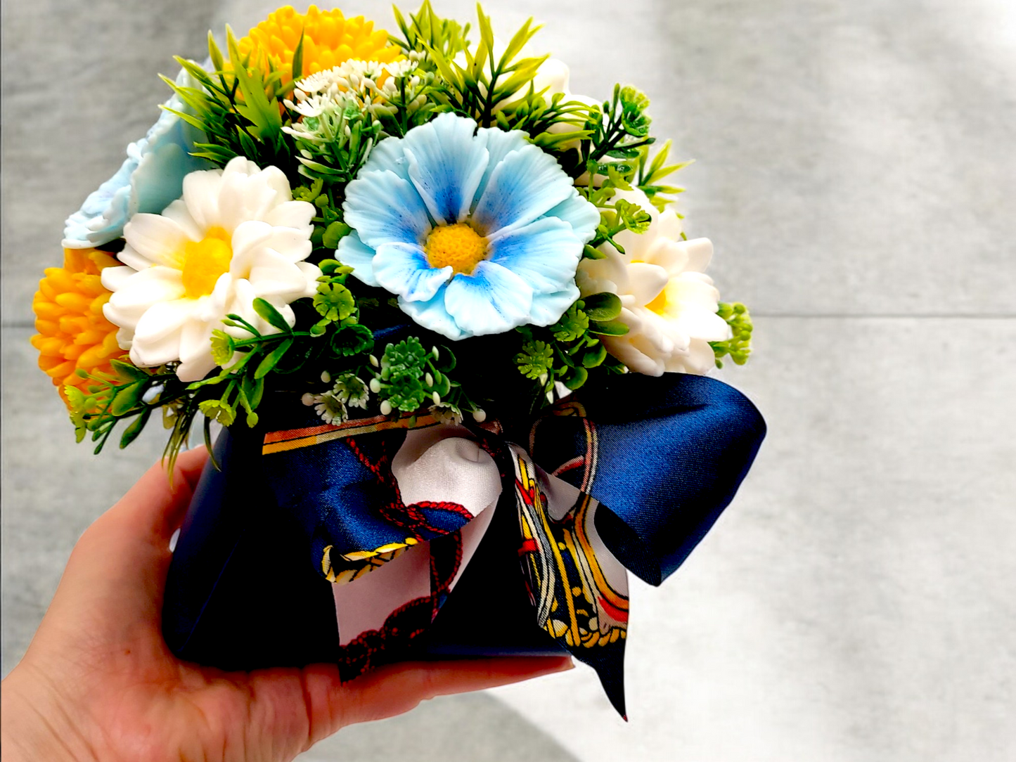 Wild Flowers in Blue Bag