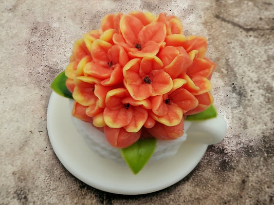 Soap Teacup with Hydrangea Flowers