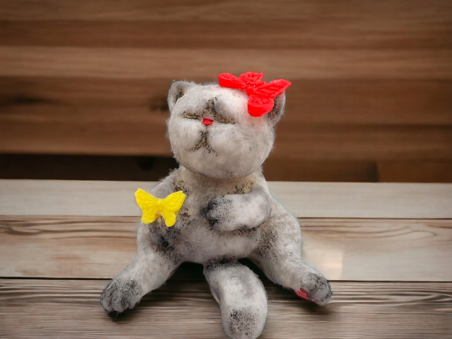 Sunflowers Soap in Wicker Basket and Lazy Cat Figure