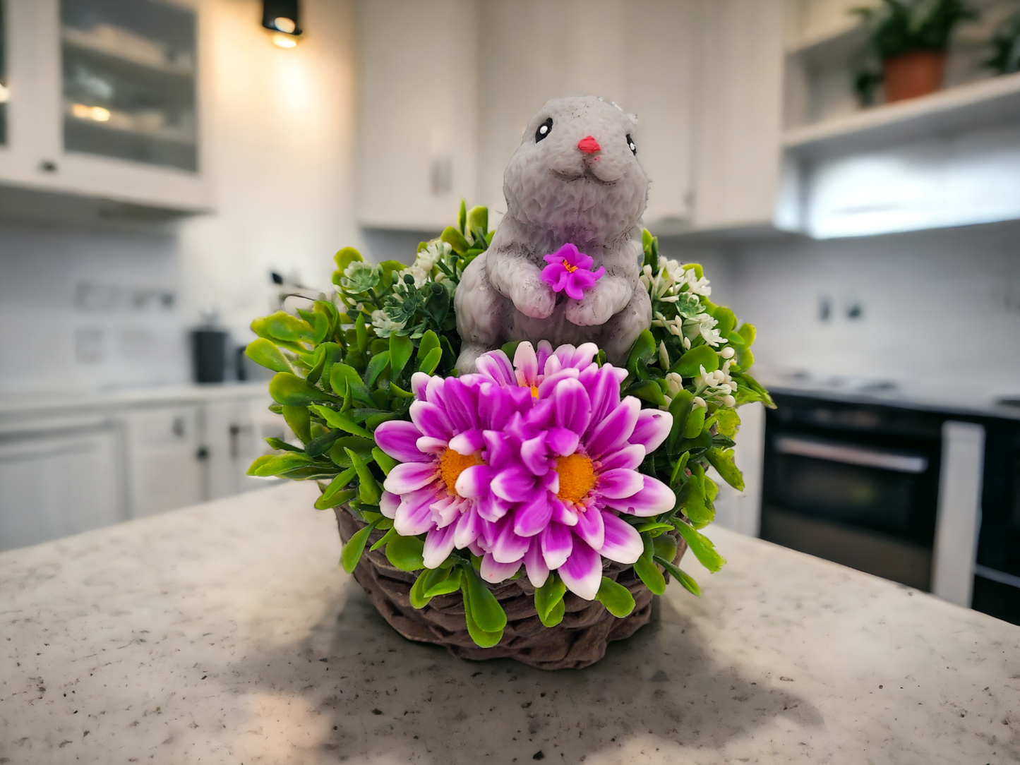 Handcrafted Bunny Soap in Wicker Basket