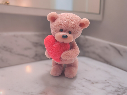 Handcrafted Bear Soap Holding a Heart