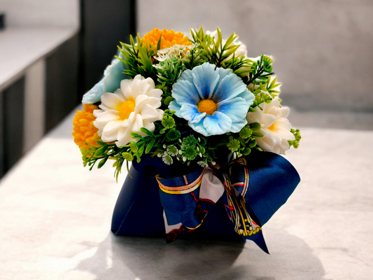 Wild Flowers in Blue Bag