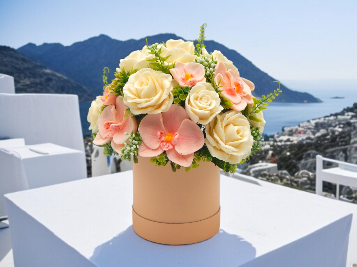 Peach & Cream Soap Flower Box