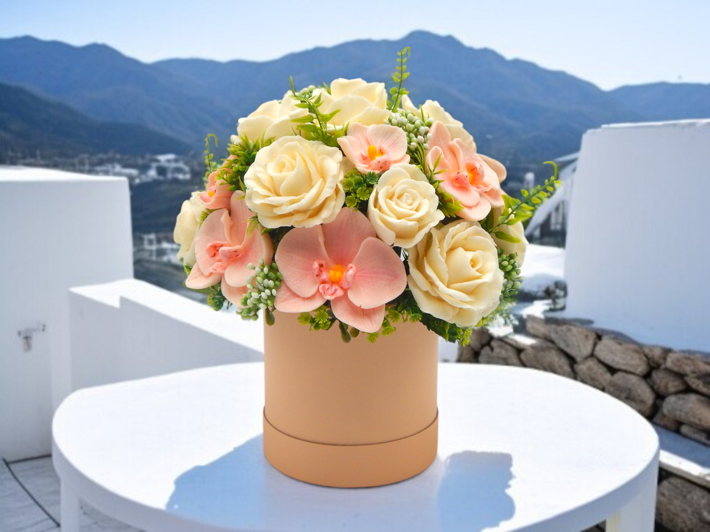 Peach & Cream Soap Flower Box