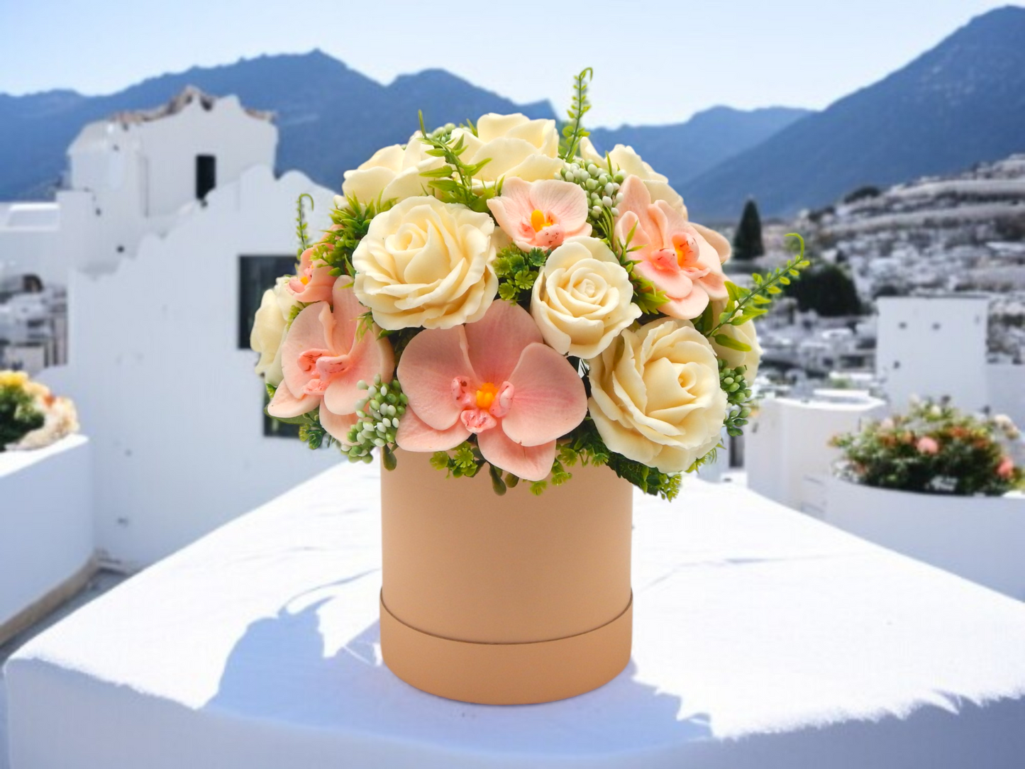 Peach & Cream Soap Flower Box