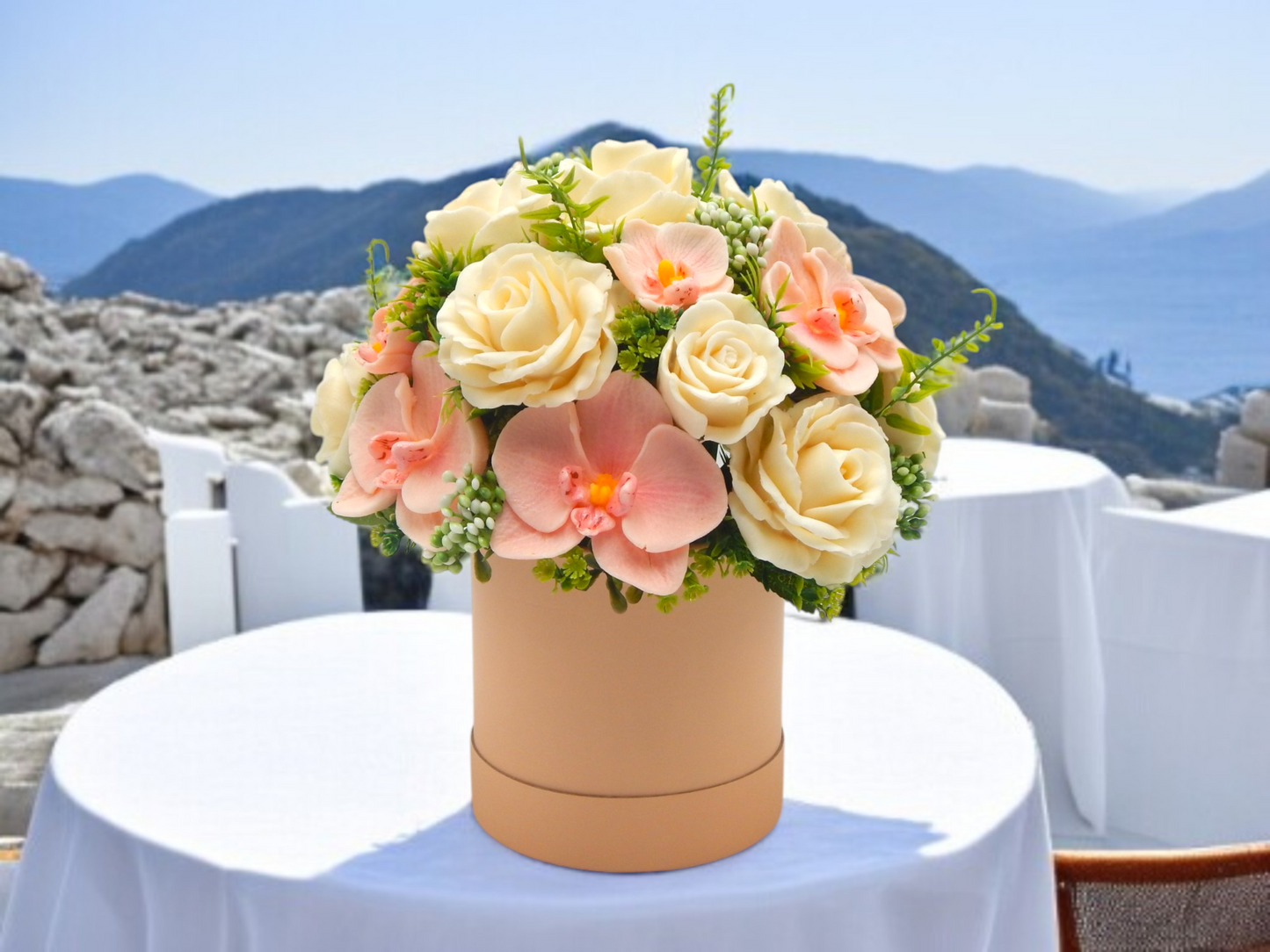 Peach & Cream Soap Flower Box
