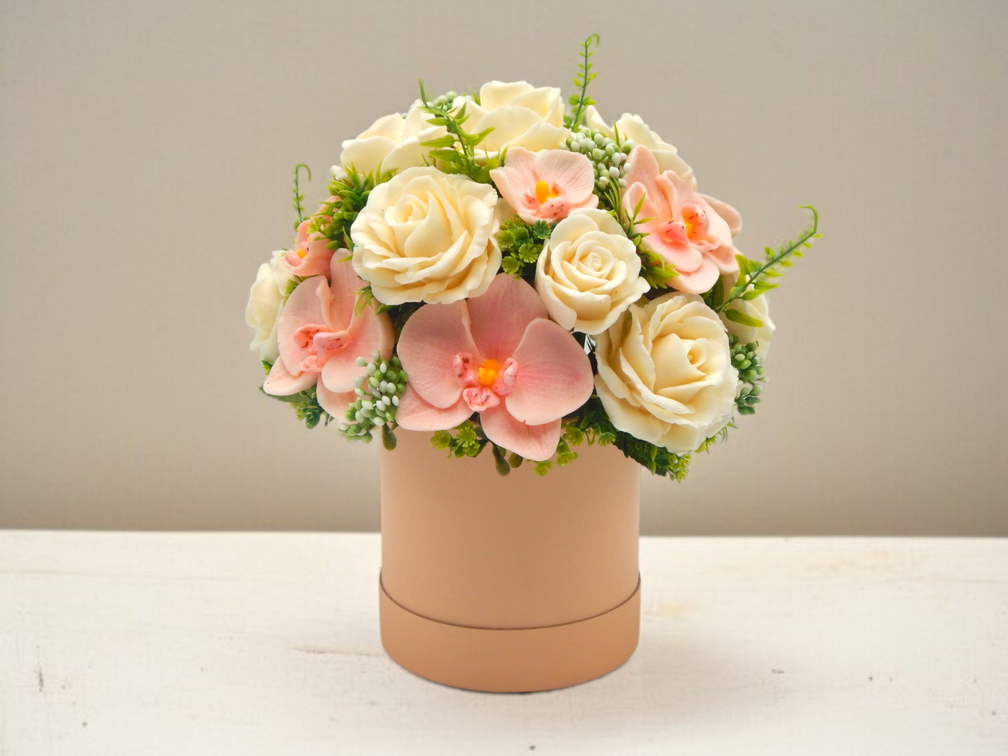 Peach & Cream Soap Flower Box