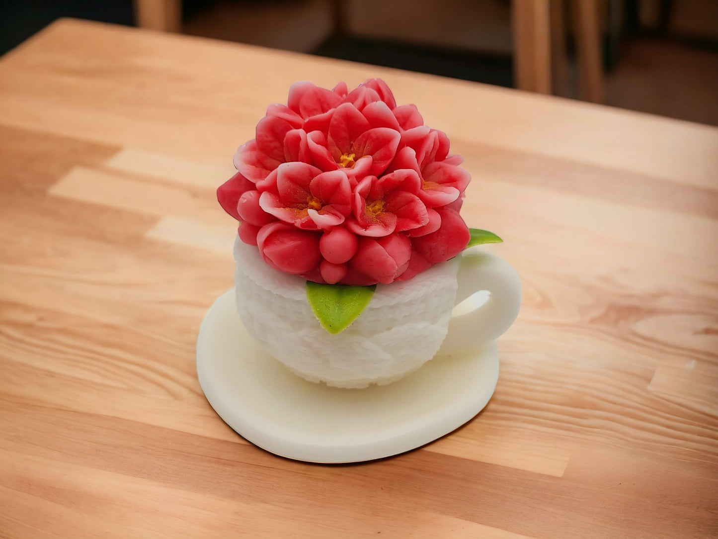 Soap Teacup with Hydrangea Flowers