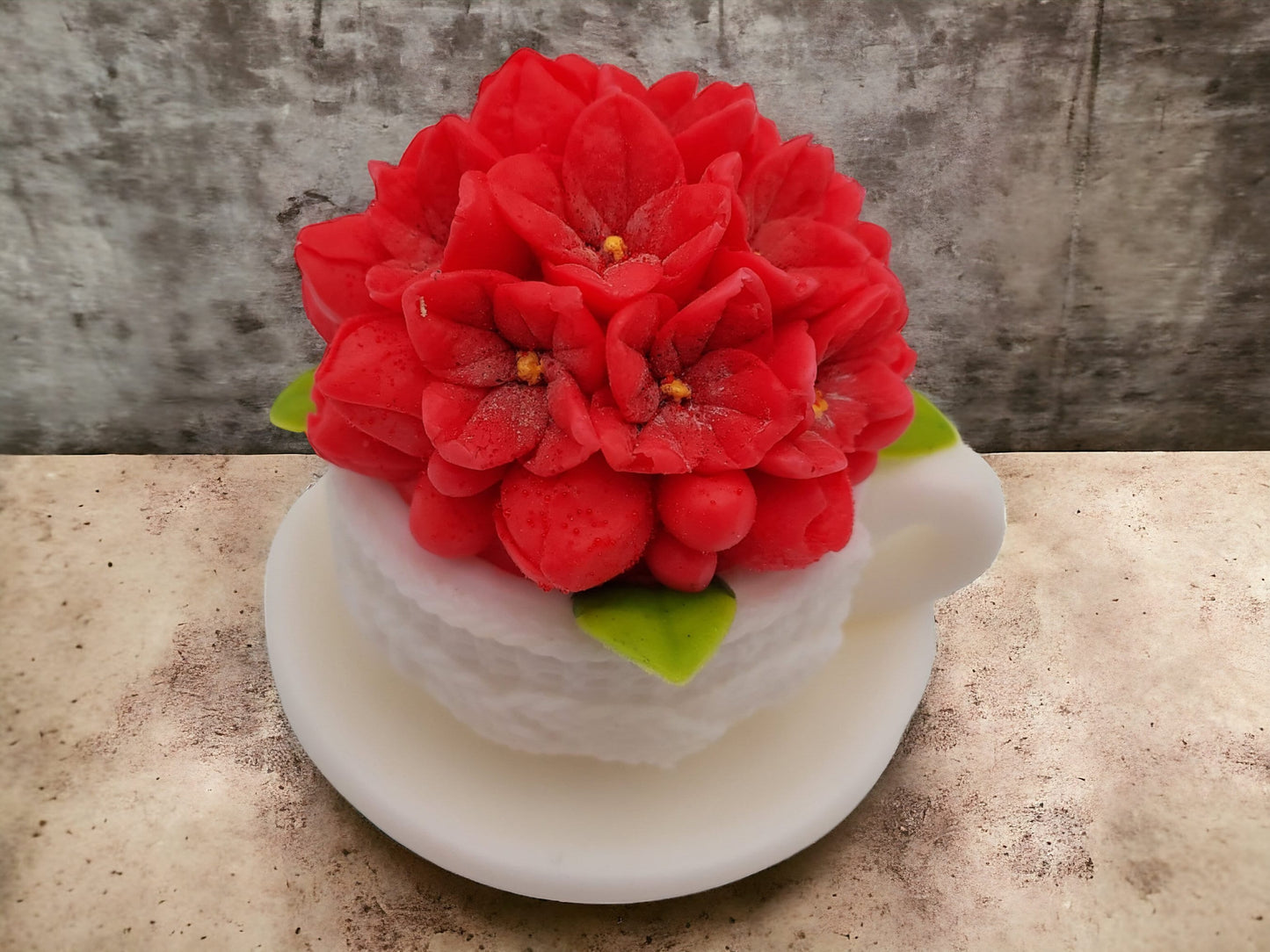 Soap Teacup with Hydrangea Flowers