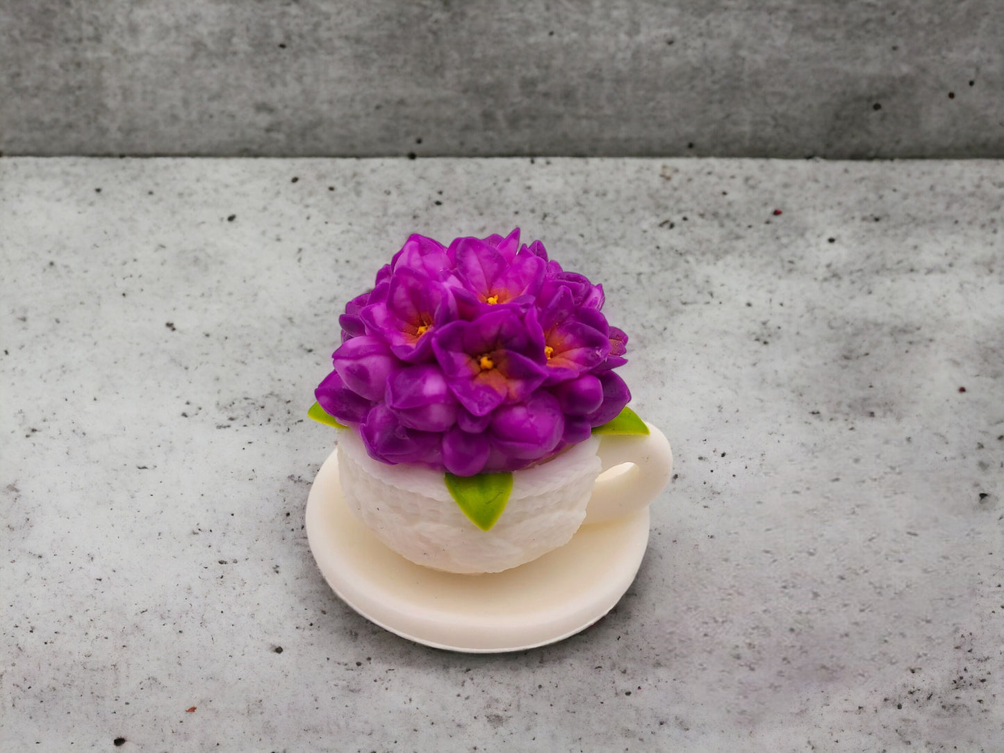 Soap Teacup with Hydrangea Flowers