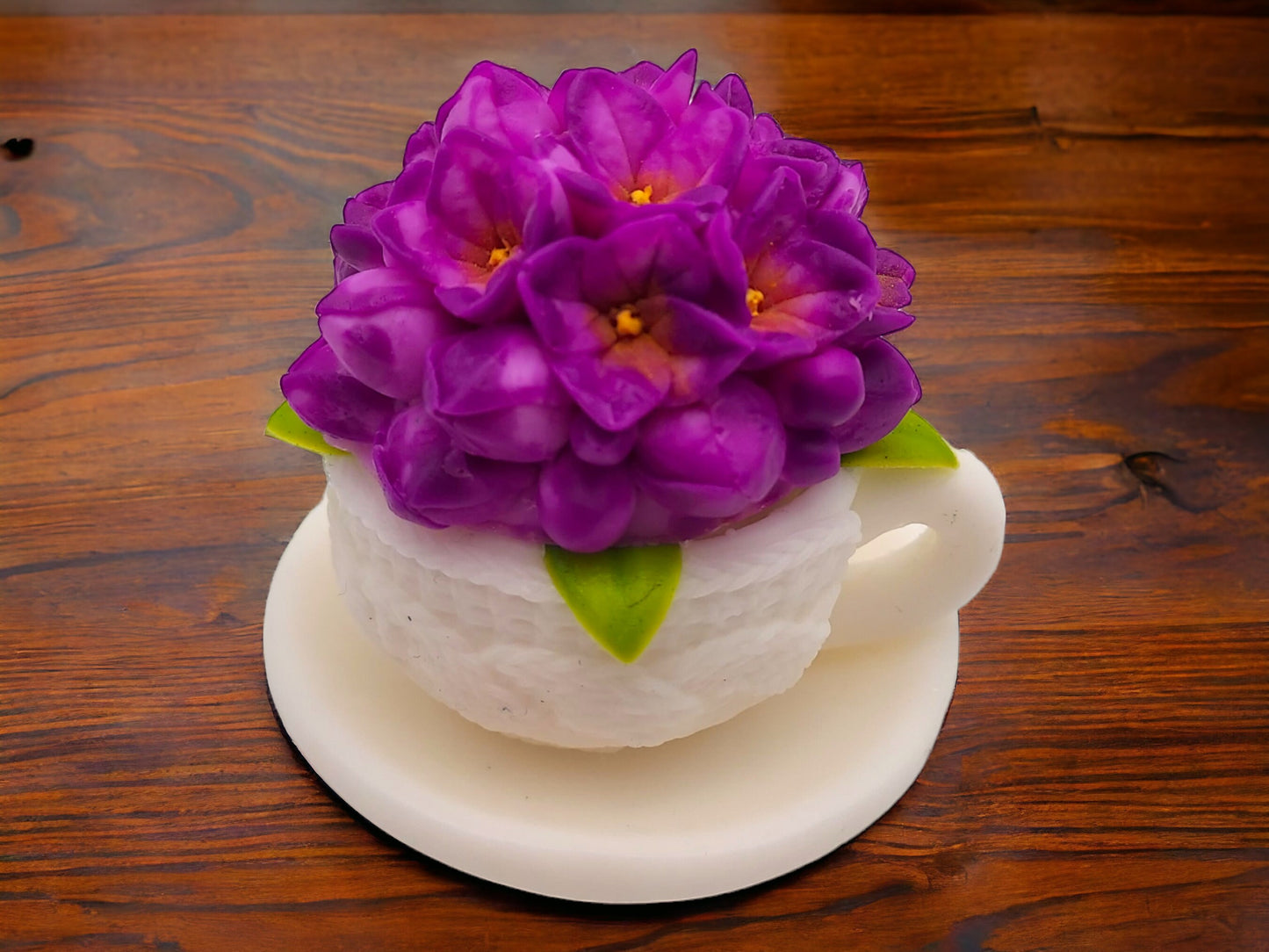 Soap Teacup with Hydrangea Flowers