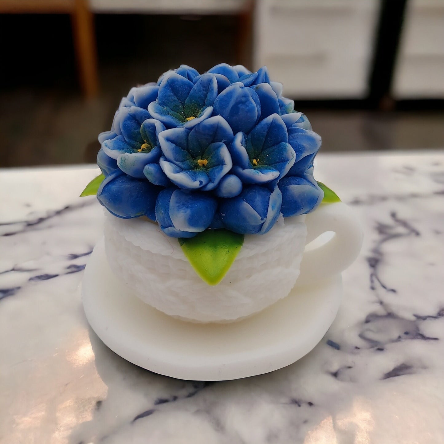 Soap Teacup with Hydrangea Flowers