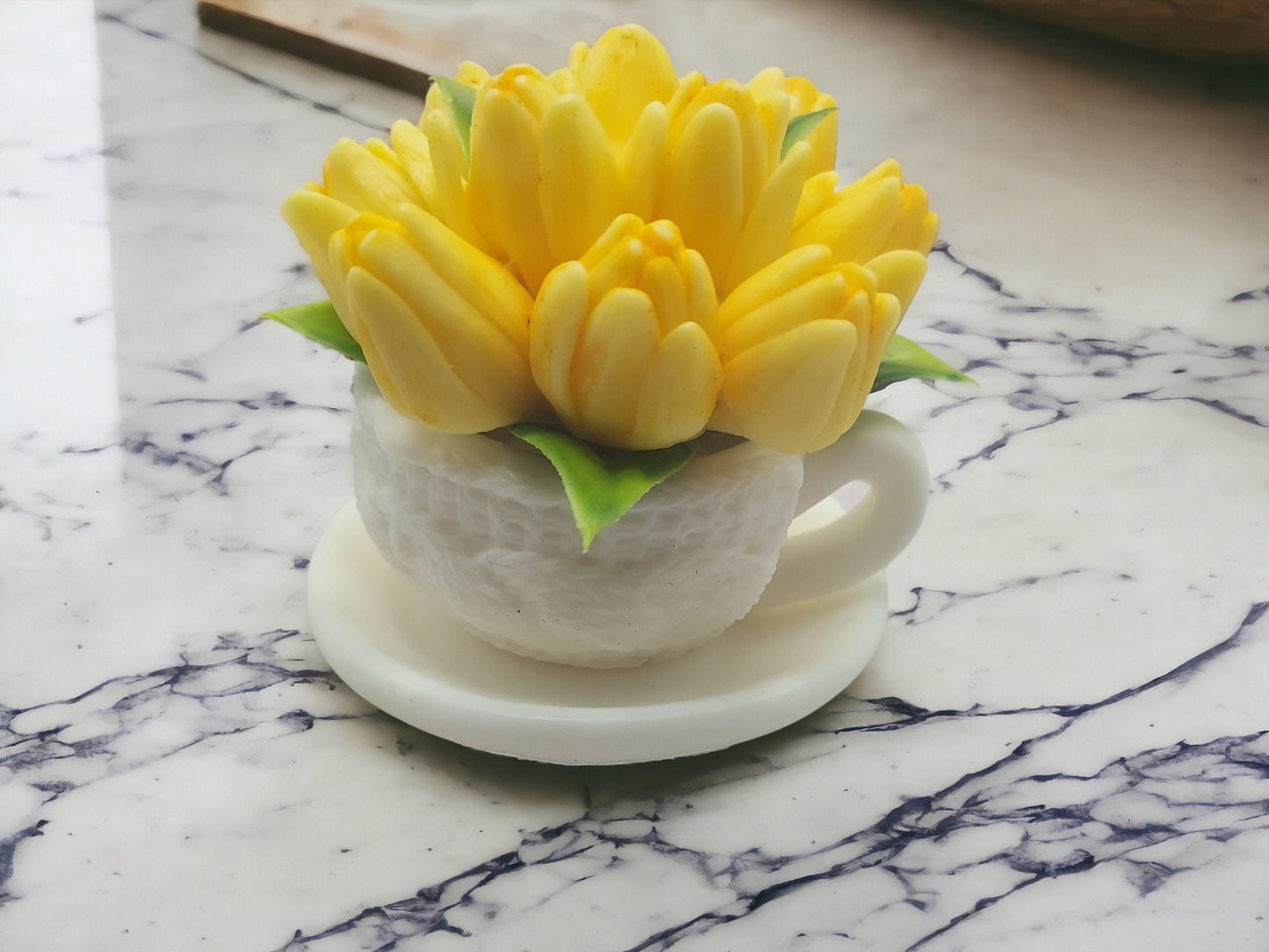 Soap Teacup with Tulip Flowers